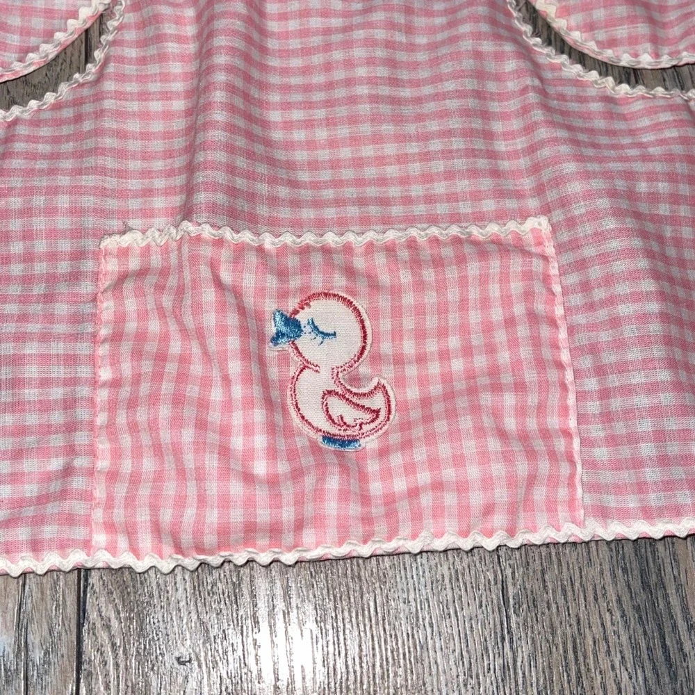 Vintage Pink Gingham High Chair Stroller Cover Embroidered‎ Duck Plastic Lined